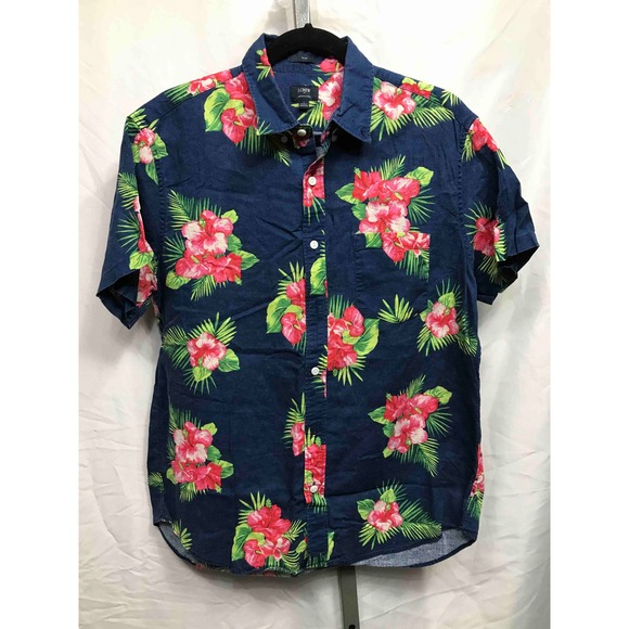 J. Crew Other - J Crew Mens Slim Fit Short Sleeve Button Down Shirt Navy Floral Print Size L